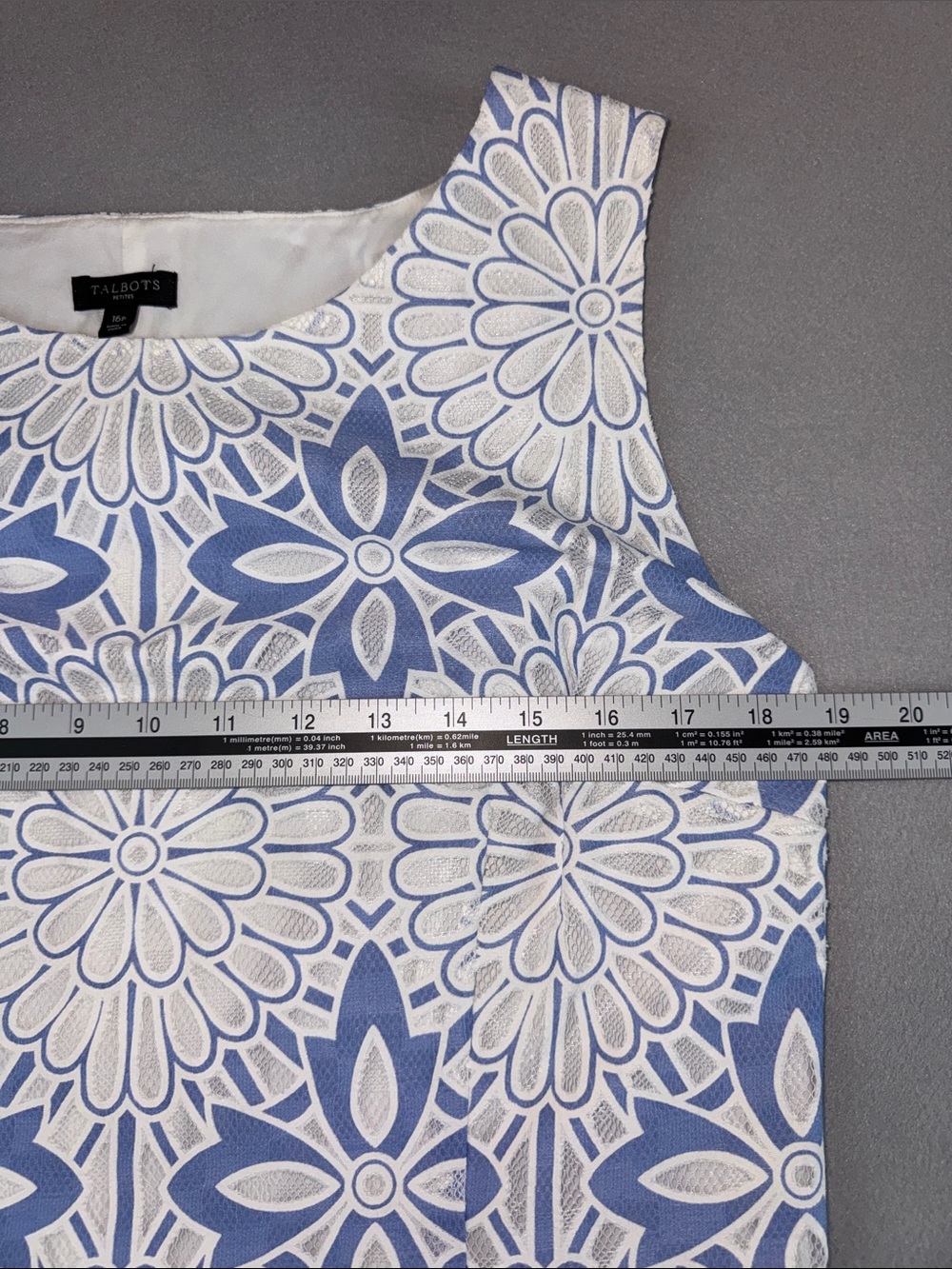 Talbots Petite Floral Lined Shift Dress Sleeveless Lace Size 16P Like New - Picture 7 of 9